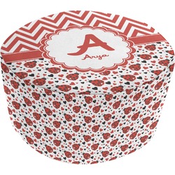 Ladybugs & Chevron Round Pouf Ottoman (Personalized)