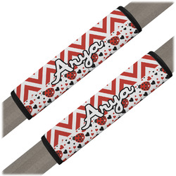 Ladybugs & Chevron Seat Belt Covers (Set of 2) (Personalized)