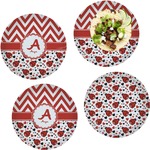 Ladybugs & Chevron Set of 4 Glass Lunch / Dinner Plate 10" (Personalized)