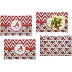 Ladybugs & Chevron Set of 4 Glass Rectangular Lunch / Dinner Plate (Personalized)