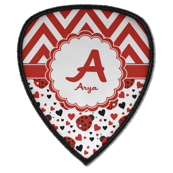 Custom Ladybugs & Chevron Iron on Shield Patch A w/ Name and Initial