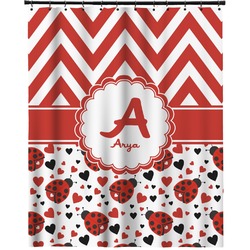 Ladybugs & Chevron Extra Long Shower Curtain - 70"x84" (Personalized)