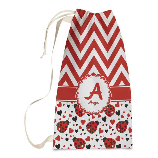 Custom Ladybugs & Chevron Laundry Bags - Small (Personalized)