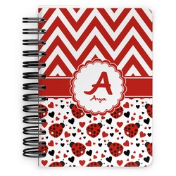 Ladybugs & Chevron Spiral Notebook - 5x7 w/ Name and Initial