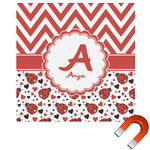 Ladybugs & Chevron Square Car Magnet - 10" (Personalized)