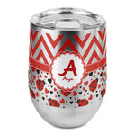 Ladybugs & Chevron Stemless Wine Tumbler - Full Print (Personalized)