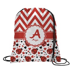 Ladybugs & Chevron Drawstring Backpack - Medium (Personalized)