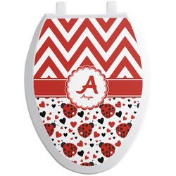 Ladybugs & Chevron Toilet Seat Decal - Elongated (Personalized)