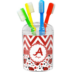 Ladybugs & Chevron Toothbrush Holder (Personalized)