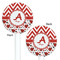 Ladybugs & Chevron White Plastic 5.5" Stir Stick - Double Sided - Round - Front & Back