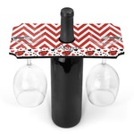 Ladybugs & Chevron Wine Bottle & Glass Holder (Personalized)