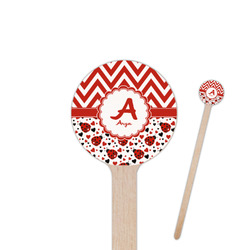 Ladybugs & Chevron 7.5" Round Wooden Stir Sticks - Single Sided (Personalized)