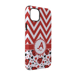 Ladybugs & Chevron iPhone Case - Rubber Lined - iPhone 14 Pro (Personalized)