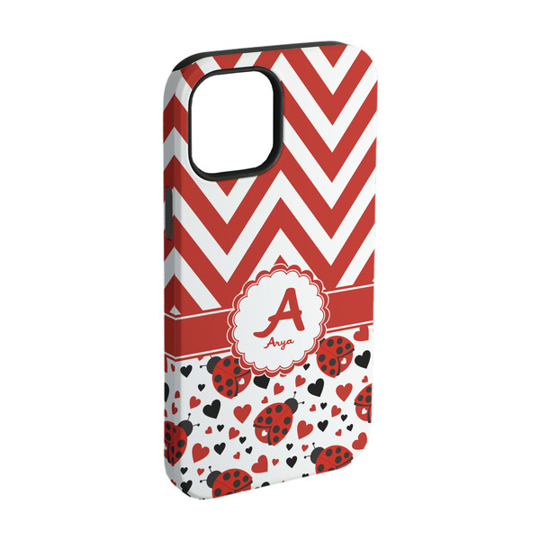 Custom Ladybugs & Chevron iPhone Case - Rubber Lined - iPhone 15 (Personalized)