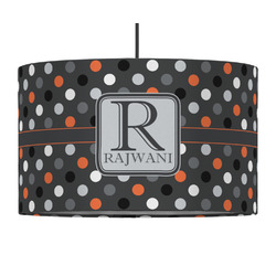 Gray Dots 12" Drum Pendant Lamp - Fabric (Personalized)