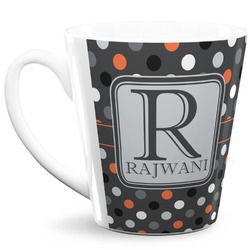 Gray Dots 12 Oz Latte Mug (Personalized)