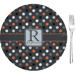 Gray Dots Glass Appetizer / Dessert Plate 8" (Personalized)