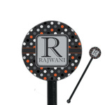 Gray Dots 5.5" Round Plastic Stir Sticks - Black - Double Sided (Personalized)