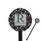 Gray Dots Black Plastic 5.5" Stir Stick - Round - Closeup