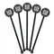 Gray Dots Black Plastic 5.5" Stir Stick - Round - Fan View