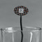 Gray Dots Black Plastic 7" Stir Stick - Oval - Main