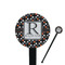 Gray Dots Black Plastic 7" Stir Stick - Round - Closeup