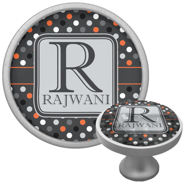 Custom Gray Dots Cabinet Knob (Silver) (Personalized)