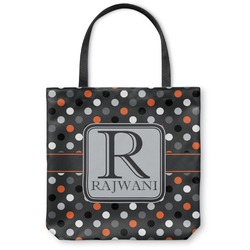 Gray Dots Canvas Tote Bag - Large - 18"x18" (Personalized)