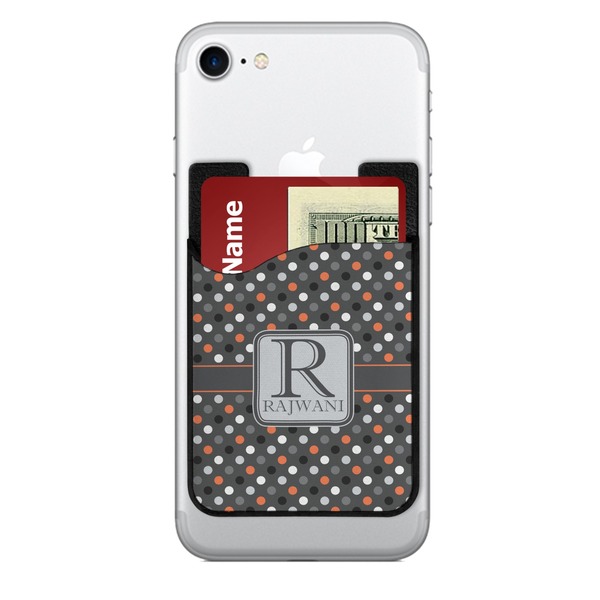 Custom Gray Dots 2-in-1 Cell Phone Credit Card Holder & Screen Cleaner (Personalized)