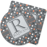 Gray Dots Rubber Backed Coaster (Personalized)