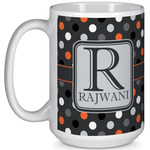 Gray Dots 15 Oz Coffee Mug - White (Personalized)