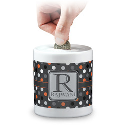 Gray Dots Coin Bank (Personalized)