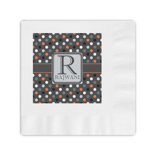 Custom Gray Dots Coined Cocktail Napkins (Personalized)