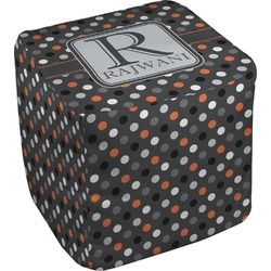 Gray Dots Cube Pouf Ottoman - 13" (Personalized)