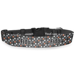 Gray Dots Deluxe Dog Collar - Medium (11.5" to 17.5") (Personalized)