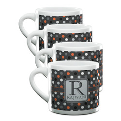 Gray Dots Double Shot Espresso Cups - Set of 4 (Personalized)