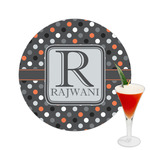 Gray Dots Printed Drink Topper -  2.5" (Personalized)