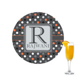 Gray Dots Printed Drink Topper - 2.15" (Personalized)