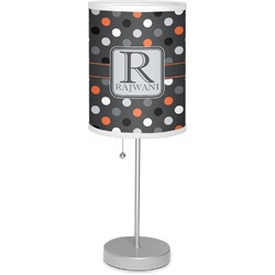 Gray Dots 7" Drum Lamp with Shade Linen (Personalized)