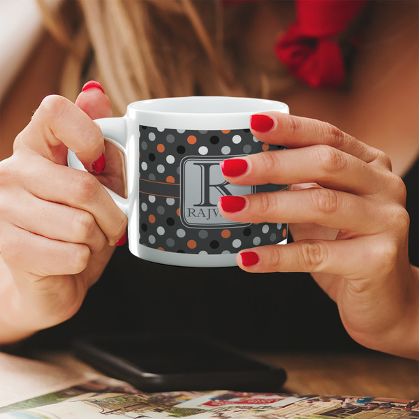 Custom Gray Dots Double Shot Espresso Cup - Single (Personalized)