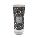 Gray Dots 2 oz Shot Glass -  Glass with Gold Rim - Set of 4 (Personalized)