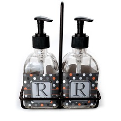 Gray Dots Glass Soap & Lotion Bottle Set (Personalized)
