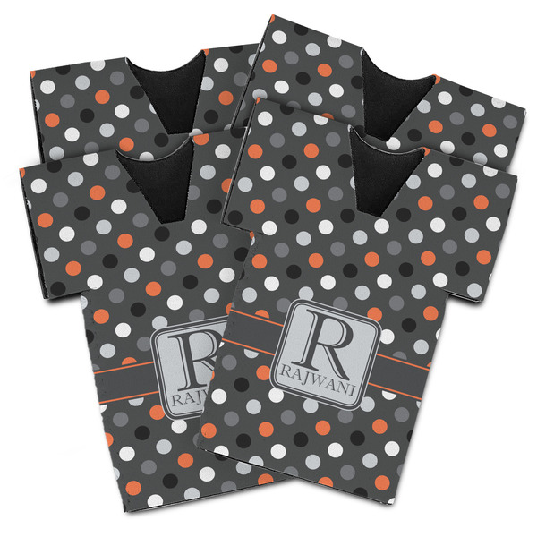 Custom Gray Dots Jersey Bottle Cooler - Set of 4 (Personalized)