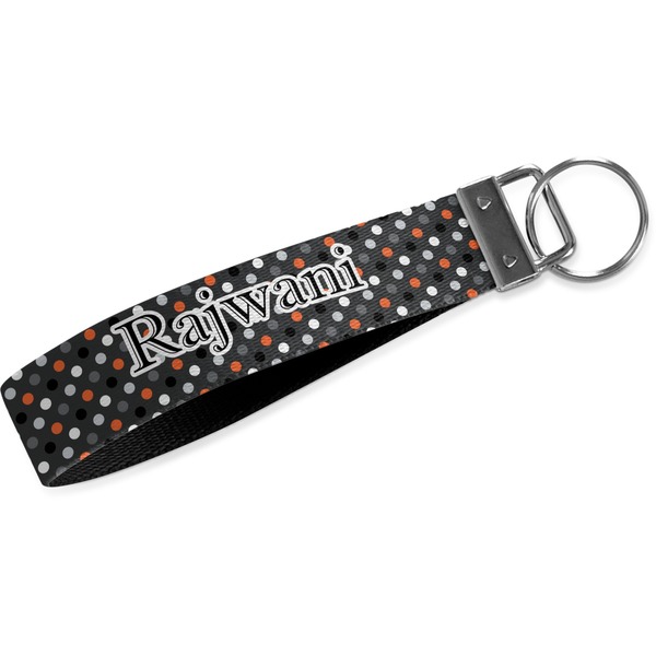 Custom Gray Dots Webbing Keychain Fob - Large (Personalized)