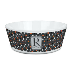 Gray Dots Kid's Bowl (Personalized)