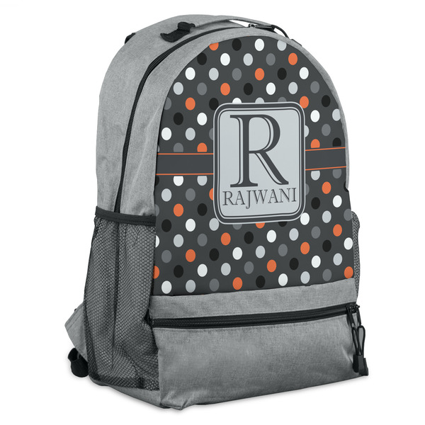 Custom Gray Dots Backpack - Grey (Personalized)