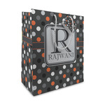 Gray Dots Medium Gift Bag (Personalized)