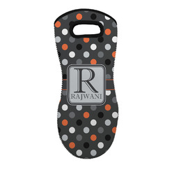 Gray Dots Neoprene Oven Mitt - Single w/ Name and Initial
