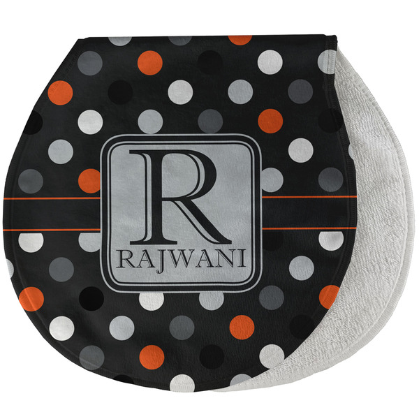 Custom Gray Dots Burp Pad - Velour w/ Name and Initial