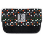 Gray Dots Canvas Pencil Case w/ Name and Initial